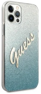Guess Glitter Gradient Script Etui na iPhone 12 / iPhone 12 Pro niebieski GUHCP12MPCUGLSBL - Etui i futerały do telefonów - miniaturka - grafika 4