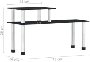 vidaXL Półka kuchenna, czarne, hartowane szkło, 45x16x26 cm vidaXL - Półki do kuchni - miniaturka - grafika 6