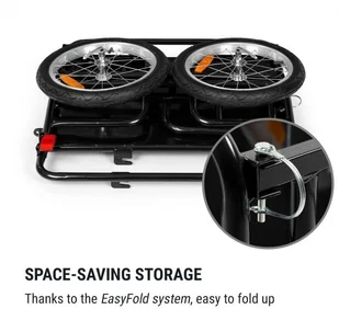 KLARFIT KLARFIT OX, przyczepka transportowa 40 kg / przyczepka rowerowa 65 l, opony 16" x 1,75, czarna BCT4-KL-Ox - Przyczepki rowerowe - miniaturka - grafika 3