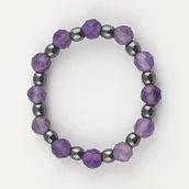 Wróżbiarstwo i radiestezja - Fraida.pl Pierścionek elastyczny na czakram 6 (Ametyst i Hematyt) PE-006 - miniaturka - grafika 1