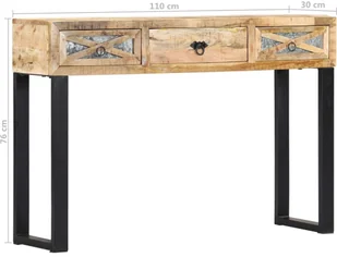 vidaXL Stolik typu konsola, 110x30x76 cm, lite drewno mango - Konsole i sekretarzyki - miniaturka - grafika 7