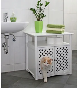 Kerbl Szafka na kuwetę dla kota Helena, 64x46x65 cm, biała, 82662 - Drapaki dla kotów - miniaturka - grafika 6