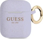 Akcesoria do słuchawek - Guess Guess GUA2SGGEU AirPods cover purpurowy/purple Silicone Glitter GUE1089PRP - miniaturka - grafika 1