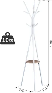 Homcom STOJAK NA UBRANIA DO GARDEROBY PRZEDPOKOJU metalowy biały - Wieszaki i stojaki - miniaturka - grafika 2