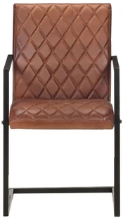 vidaXL Krzesła stołowe, wspornikowe, 2 szt., brązowe, skóra naturalna - Krzesła - miniaturka - grafika 3