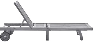 vidaXL Ogrodowy leżak z poduszką, szary, lite drewno akacjowe 3061366 - Leżaki ogrodowe - miniaturka - grafika 2