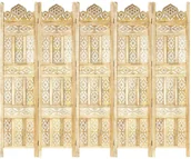 Parawany - vidaXL vidaXL Parawan 5-panelowy, ręcznie rzeźbiony, 200x165 cm, drewno mango - miniaturka - grafika 1