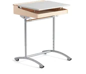 Meble do szkół i przedszkoli - AJ Produkty Ławka szkolna z regulacją wysokości ACCESS, 650x550x700-900 mm, brzoza, szary laminat - miniaturka - grafika 1