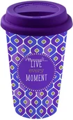 Kubki - Nuova Cer Easy life r2s PORCELANOWY KUBEK PODRÓŻNY - Live every moment - Z POKRYWKĄ 350 ml 129 TM03 - miniaturka - grafika 1