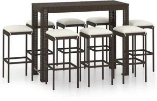 vidaXL 9-cz zestaw barowy do ogrodu z poduszkami rattan PE brązowy 3064789 - Pozostałe meble ogrodowe - miniaturka - grafika 2