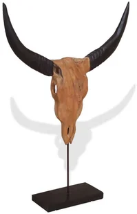 vidaXL Rzeźba byczej głowy, drewno tekowe, 66 x 15 88 cm - Dekoracje domu - miniaturka - grafika 4