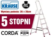 Drabiny - Krause 996 99674643 Aluminiowa drabina domowa Corda 5 stopnie wysokość robocza 3,00m) 74643-uniw - miniaturka - grafika 1