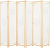 Parawany - vidaXL Parawan 6-panelowy, kremowy, 240 x 170 x 4 cm, tkanina vidaXL - miniaturka - grafika 1
