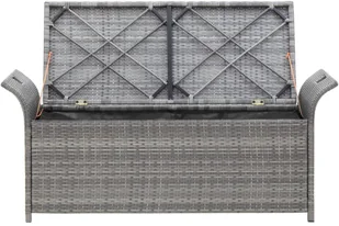 Ławka ze schowkiem i poduszką VIDAXL, szara, 138 cm - Ławki do przedpokoju - miniaturka - grafika 6