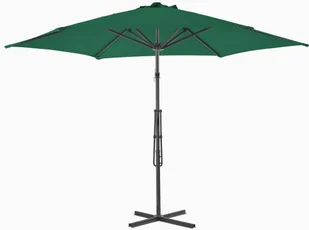 vidaXL Parasol ogrodowy na słupku stalowym, 300 cm, zielony - Parasole ogrodowe - miniaturka - grafika 5