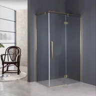 Kabiny prysznicowe - Sea Horse Kabina prostokątna FRESH LINE 1-skrzydłowa 90x120x195 złoty połysk szkło transparentne z relingiem prawa - miniaturka - grafika 1
