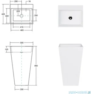 Besco Vera Glam Srebrna umywalka wolnostojąca 50x42x85cm #UMD-V-WOS | - Umywalki - miniaturka - grafika 2