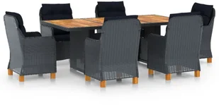 vidaXL 7-cz. zestaw mebli ogrodowych, poduszki, rattan PE, ciemnoszary 3060165 - Meble ogrodowe - miniaturka - grafika 2