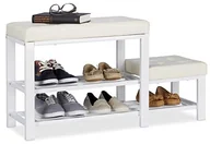 Szafki na buty - Relaxdays szafka na buty z taboretem, przytulna tapicerka siedziska, 2 poziomy, dla dzieci, wymiary: 50 x 90 x 20 cm, różne kolory 10023312_49 - miniaturka - grafika 1