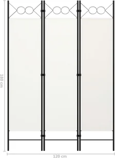 vidaXL Parawan 3-panelowy, biały, 120 x 180 cm vidaXL - Parawany - miniaturka - grafika 6