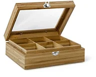 Pojemniki kuchenne - Bredemeijer Torebka herbaty Box 9 kieszenie z okienkiem w kształcie pokrywa wykonana z jasnego drewna bambusowego 285 X 235 X 74 mm TB009BN - miniaturka - grafika 1