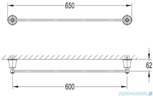 Omnires Art Line wieszak na ręcznik 65 cm złoty AL53216GL - Wieszaki łazienkowe - miniaturka - grafika 2