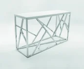 Konsole i sekretarzyki - Konsola Bosco, srebrno-biała, 77x130x45 cm - miniaturka - grafika 1