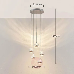 Lampenwelt com Lampa wisząca LED Hayley 5-pkt. okrągła chrom - Lampy sufitowe - miniaturka - grafika 2