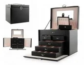 Pudełka i szkatułki - MAX-LAND SZKATUŁKA NA BIŻUTERIĘ KUFEREK SKÓRZANY CZERŃ SU46064CZ - miniaturka - grafika 1