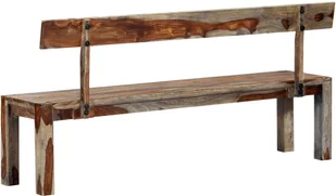 vidaXL Ławka, 160 cm, szara, lite drewno sheesham - Ławki do przedpokoju - miniaturka - grafika 8