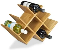 Pozostałe akcesoria kuchenne - Relaxdays Regał na wino  wykonana z wysokiej jakości z bambusa wys. x szer. x głęb.: 31,5 x 47 x 16,5 cm uchwyt na butelki uchwyt do butelek wina przeznaczony do 8 butelki półka na butelki z drewna, de (10020324) - miniaturka - grafika 1