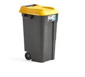 Kosze na śmieci - AJ Produkty Kosz do segregacji LEWIS z pokrywą, 120L, żółty - miniaturka - grafika 1