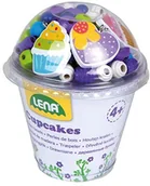 Zabawki kreatywne - Lena 32001 zestaw drewnianych koralików w puszce na babeczki, 200 koralików do nawlekania, 3 zawieszki i 3 sznurki, niebieskie, drewniane koraliki do nawlekania dla dzieci od 4 lat, zestaw pereł do s 4006942860906 - miniaturka - grafika 1