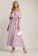 Sukienki - Liliowa Sukienka Amiphiphae - miniaturka - grafika 1