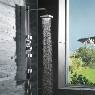 tectake Panel prysznicowy z 6 dyszami masującymi - czarny 402115 - Panele prysznicowe - miniaturka - grafika 2