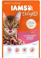 Mokra karma dla kotów - Iams Cat Adult All Breeds Salmon & Trout In Jelly Pouch 85 g - miniaturka - grafika 1