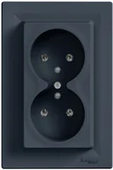Gniazdka elektryczne - Schneider Asfora gniazdo podtynkowe podwójne z uziemieniem 16A antracyt EPH9800271 - miniaturka - grafika 1