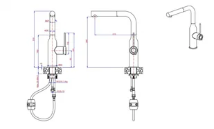 QUADRON Bateria zlewozmywakowa stalowa ANGELINA Q LINE z wyciąganą wylewką kolor złoty - Baterie kuchenne - miniaturka - grafika 2