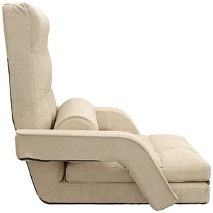 VidaXL Lumarko Składane krzesło podłogowe z funkcją spania, kremowe, tkanina 336523 VidaXL - Szezlongi - miniaturka - grafika 5