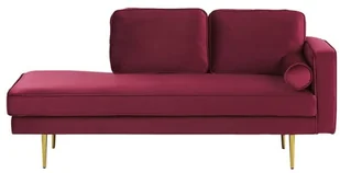Beliani Szezlong welurowy prawostronny bordowy MIRAMAS - Szezlongi - miniaturka - grafika 2