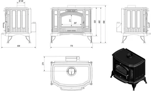 Ekoprojekt 300 Piec wolnostojący koza 10kW K9 z turbiną TURBOFAN z wylotem spalin fi 150 Gratis Rozeta stalowa okrągła fi 150 + Rura stalowa 150/1m + Kolano ruchome 150/90 spełnia anty-smogowy EkoProjekt - Piece wolnostojące - miniaturka - grafika 3