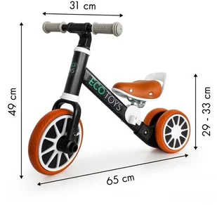 ECOTOYS Rower rowerek biegowy jeździk z pedałamiI 2w1 czarny 1186 - Jeździki dla dzieci - miniaturka - grafika 10