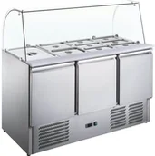 Stoły gastronomiczne - Stalgast Stół Chłodniczy Sałatkowy 3-Drzwiowy z Nadstawką Szklaną 368 L - miniaturka - grafika 1