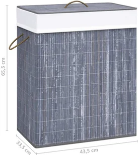 vidaXL Bambusowy kosz na pranie, szary, 83 L vidaXL - Kosze na bieliznę - miniaturka - grafika 8