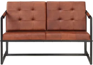 vidaXL Sofa 2-osobowa, brązowa, naturalna skóra kozia - Sofy i kanapy - miniaturka - grafika 3