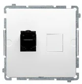 Gniazdka elektryczne - Kontakt Simon Kontakt_Simon Gniazdo komputerowe RJ45. kategoria 6. pojedyncze ekranowane z przesłoną przeciwkurzową (moduł). Montaż na łapki lub wkręty biały BM61E.01/11 - miniaturka - grafika 1