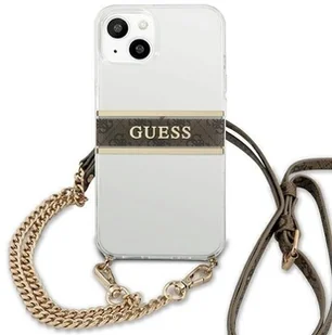 Guess GUHCP13SKC4GBGO iPhone 13 mini 5,4" Transparent hardcase 4G Brown Strap Gold Chain GUE001687-0 - Etui i futerały do telefonów - miniaturka - grafika 4