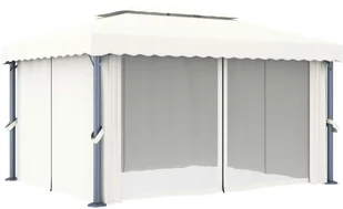 vidaXL Altana ogrodowa z zasłonami, 4 x 3 m, kremowa - Altany ogrodowe - miniaturka - grafika 3