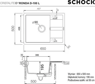 Schock RONDA D-100L asphalt - Zlewozmywaki - miniaturka - grafika 2