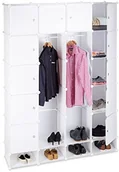 Wieszaki i stojaki - Relaxdays system wtykowy szafa na ubrania z 18 przegródkami, tworzywo sztuczne, tworzywa sztucznego, szafa garderobiana 145 x 200 cm, 3 kolorów 10021977_49 - miniaturka - grafika 1